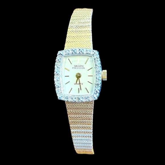 Ladies Gruen Gold Watch with Diamond Encircled Face main image 8